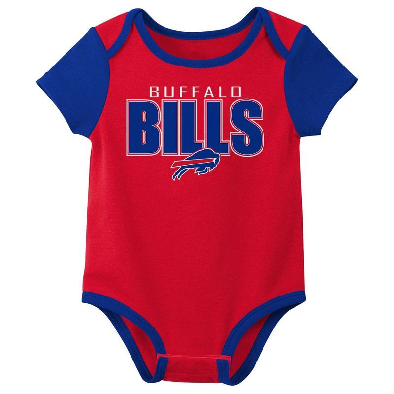 slide 4 of 4, NFL Buffalo Bills Boys' White 3pk Bodysuit - 6-9M, 3 ct