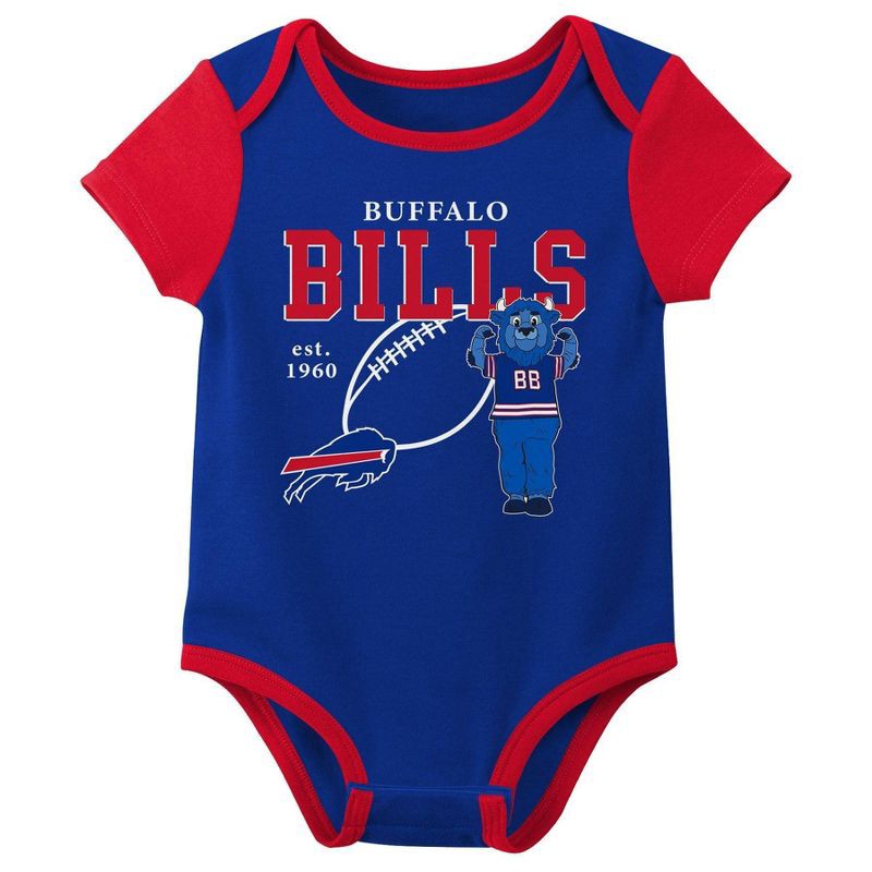 slide 2 of 4, NFL Buffalo Bills Boys' White 3pk Bodysuit - 6-9M, 3 ct