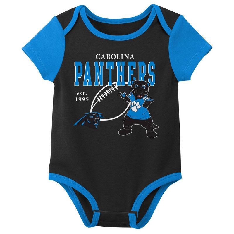 slide 4 of 4, NFL Carolina Panthers Boys' White 3pk Bodysuit - 0-3M, 3 ct
