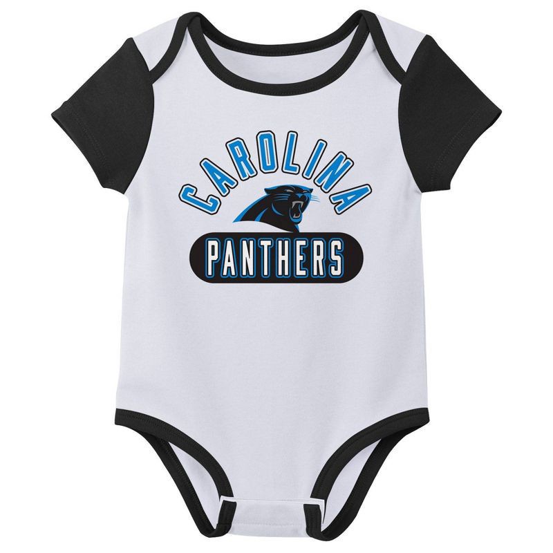 slide 3 of 4, NFL Carolina Panthers Boys' White 3pk Bodysuit - 3-6M, 3 ct