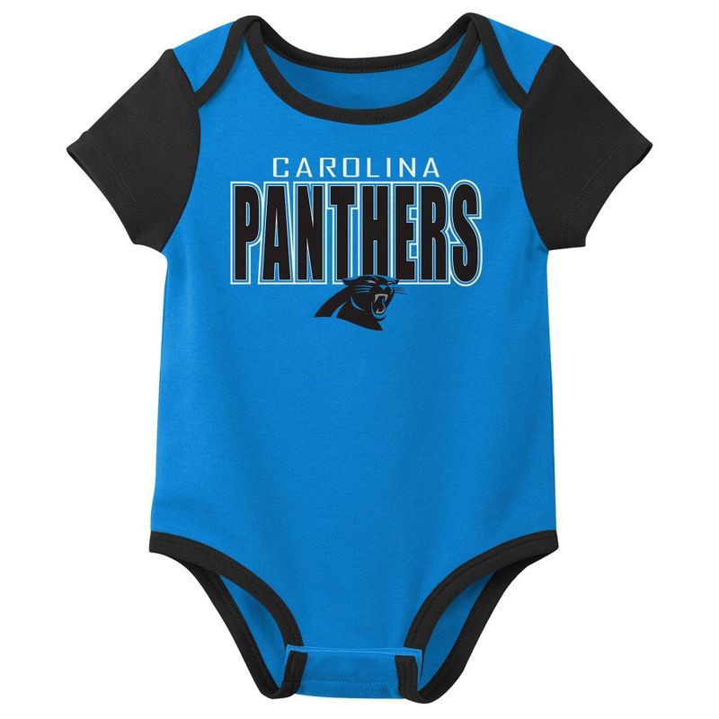 slide 2 of 4, NFL Carolina Panthers Boys' White 3pk Bodysuit - 6-9M, 3 ct