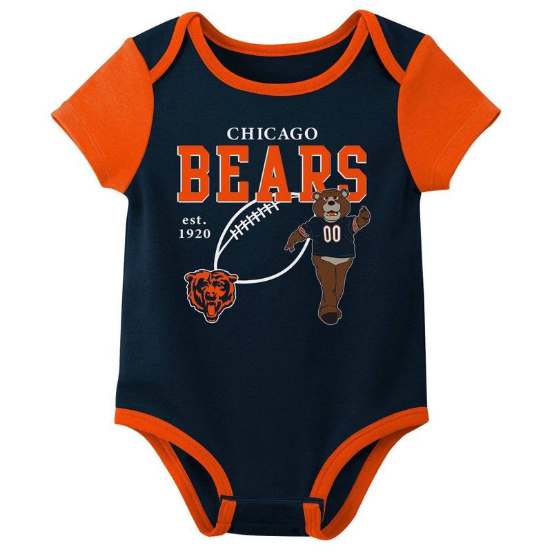 slide 4 of 4, NFL Chicago Bears Boys' White 3pk Bodysuit - 3-6M, 3 ct