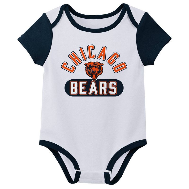 slide 3 of 4, NFL Chicago Bears Boys' White 3pk Bodysuit - 12M, 3 ct