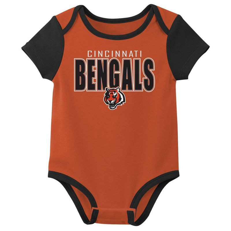 slide 2 of 4, NFL Cincinnati Bengals Boys' White 3pk Bodysuit - 3-6M, 3 ct