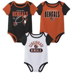 NFL Cincinnati Bengals Boys' White 3pk Bodysuit - 3-6M