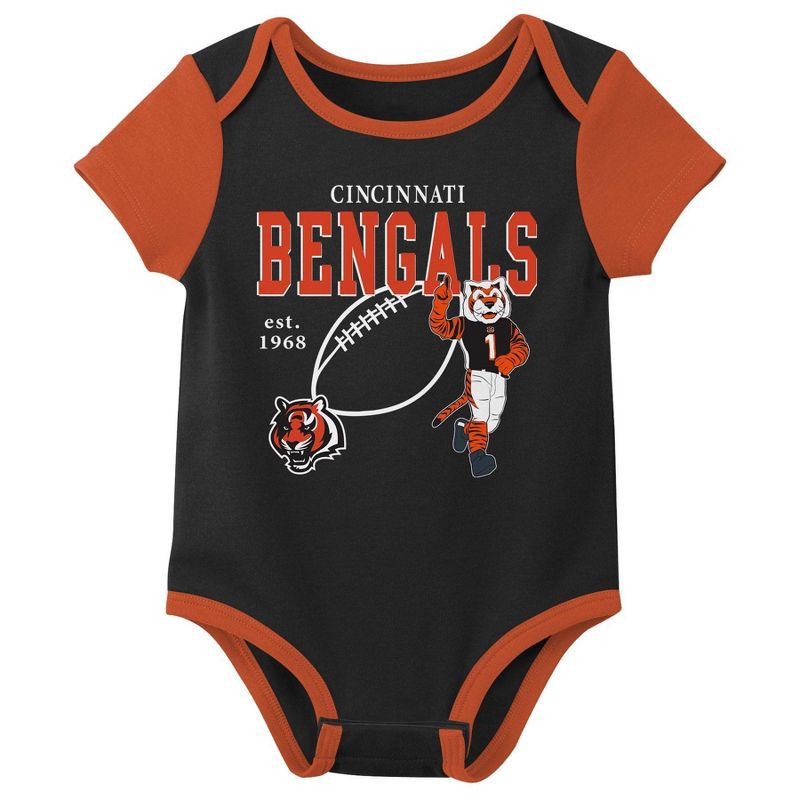 slide 4 of 4, NFL Cincinnati Bengals Boys' White 3pk Bodysuit - 18M, 3 ct