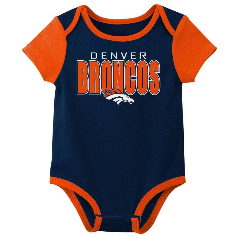 slide 3 of 4, NFL Denver Broncos Boys' White 3pk Bodysuit - 18M, 3 ct
