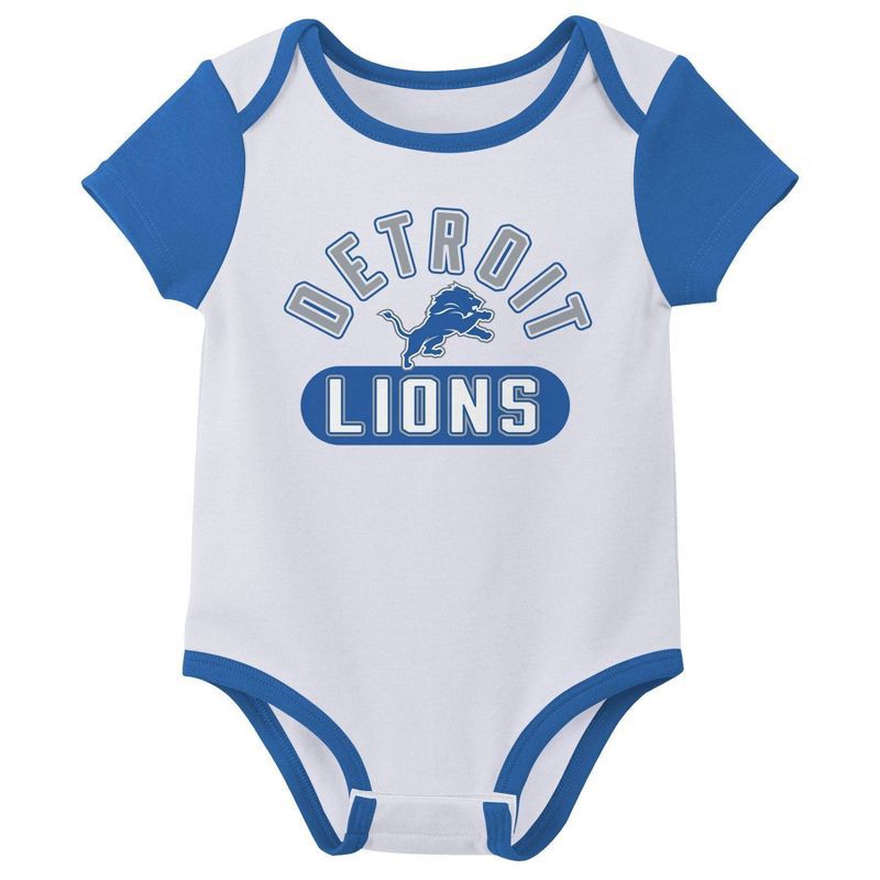 slide 3 of 4, NFL Detroit Lions Boys' White 3pk Bodysuit - 3-6M, 3 ct