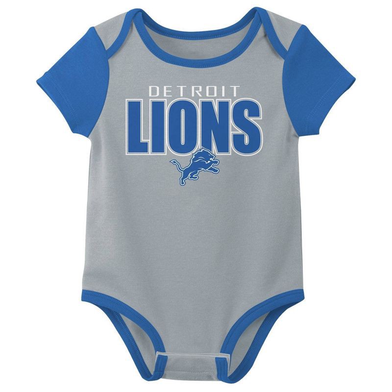 slide 2 of 4, NFL Detroit Lions Boys' White 3pk Bodysuit - 18M, 3 ct