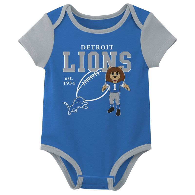 slide 4 of 4, NFL Detroit Lions Boys' White 3pk Bodysuit - 18M, 3 ct