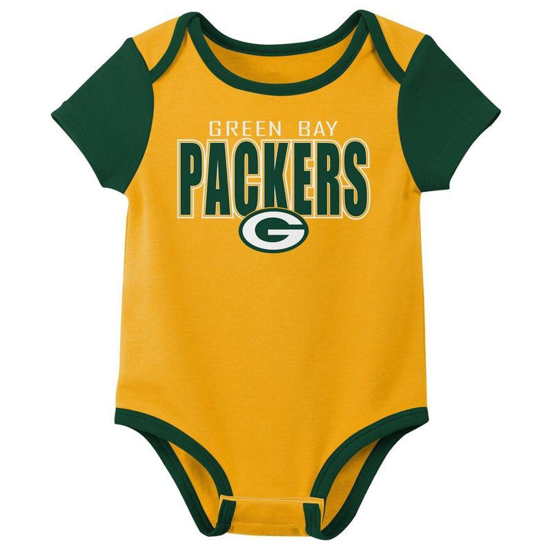 slide 2 of 4, NFL Green Bay Packers Boys' White 3pk Bodysuit - 12M, 3 ct