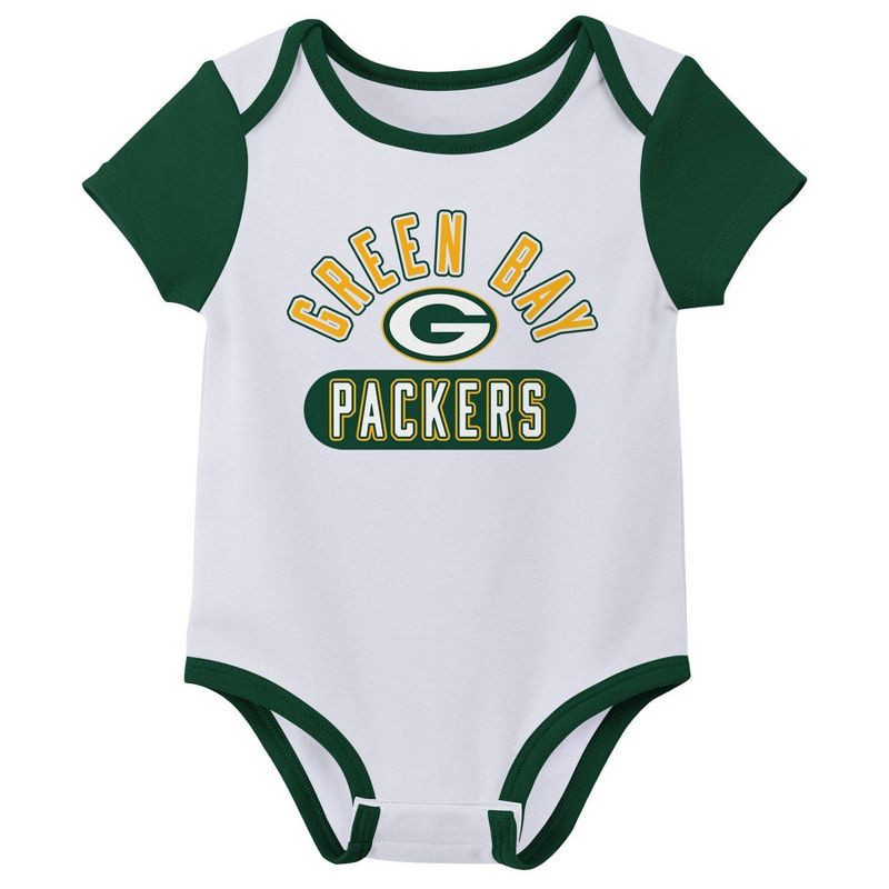 slide 3 of 4, NFL Green Bay Packers Boys' White 3pk Bodysuit - 12M, 3 ct