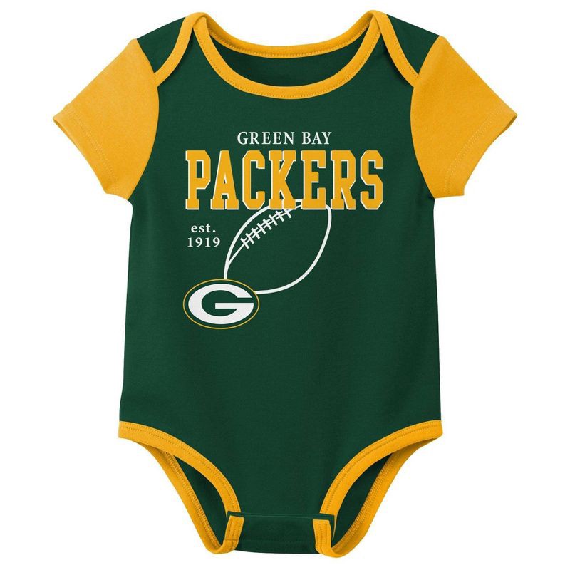 slide 4 of 4, NFL Green Bay Packers Boys' White 3pk Bodysuit - 12M, 3 ct