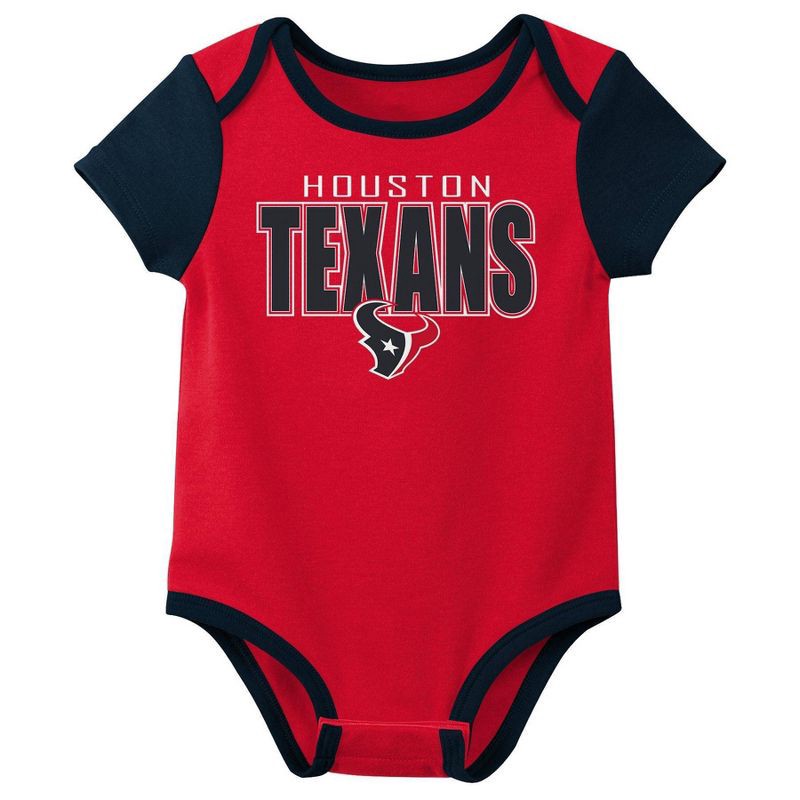 slide 4 of 4, NFL Houston Texans Boys' White 3pk Bodysuit - 6-9M, 3 ct