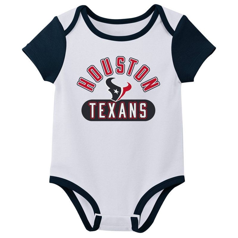 slide 2 of 4, NFL Houston Texans Boys' White 3pk Bodysuit - 6-9M, 3 ct