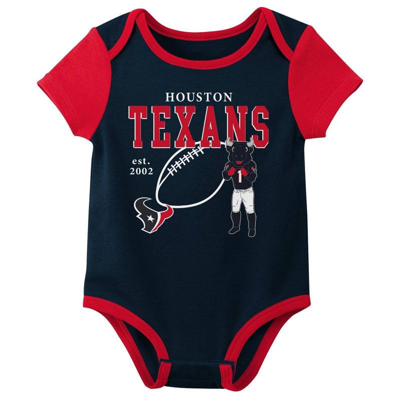 slide 3 of 4, NFL Houston Texans Boys' White 3pk Bodysuit - 6-9M, 3 ct