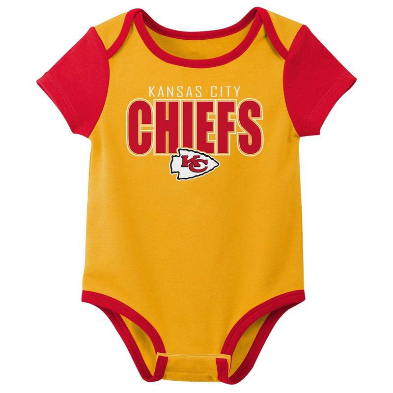 slide 2 of 4, NFL Kansas City Chiefs Boys' White 3pk Bodysuit - 6-9M, 3 ct