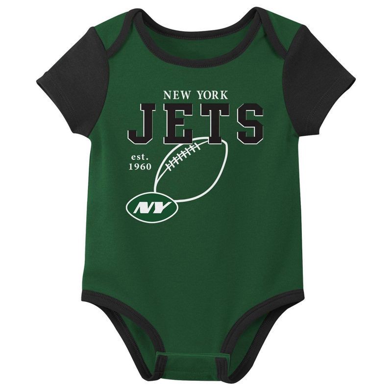 slide 4 of 4, NFL New York Jets Boys' White 3pk Bodysuit - 3-6M, 3 ct