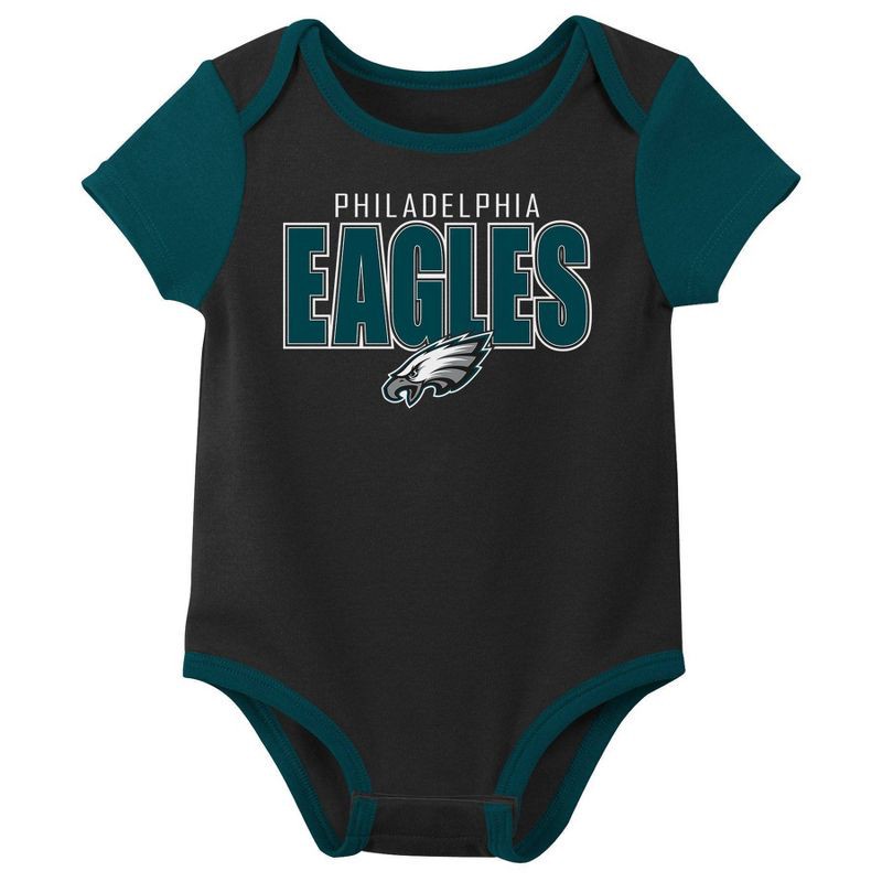 slide 2 of 4, NFL Philadelphia Eagles Boys' White 3pk Bodysuit - 18M, 3 ct