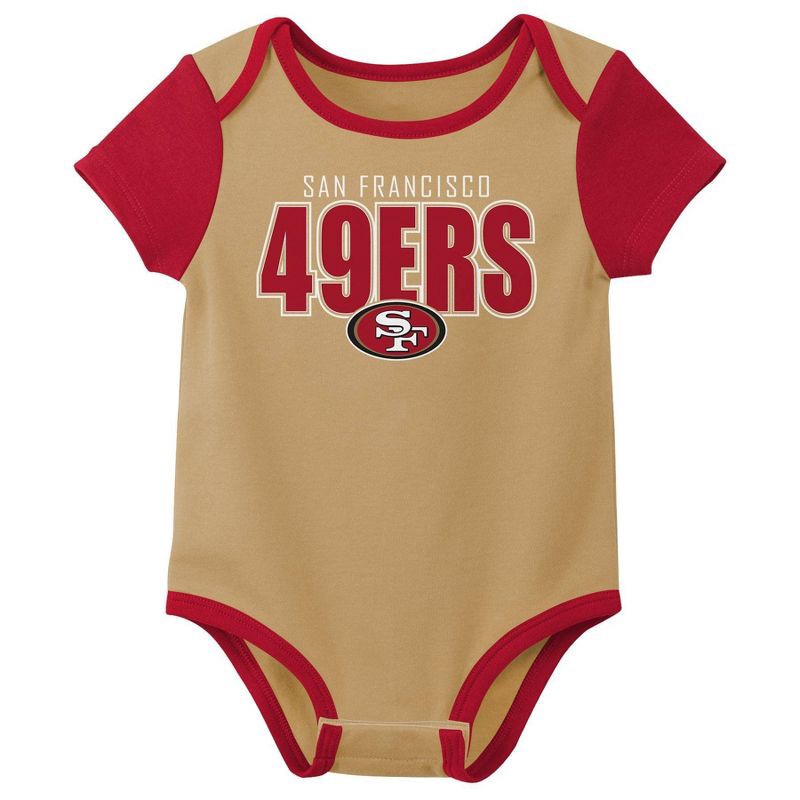 slide 3 of 4, NFL San Francisco 49ers Boys' White 3pk Bodysuit - 12M, 3 ct