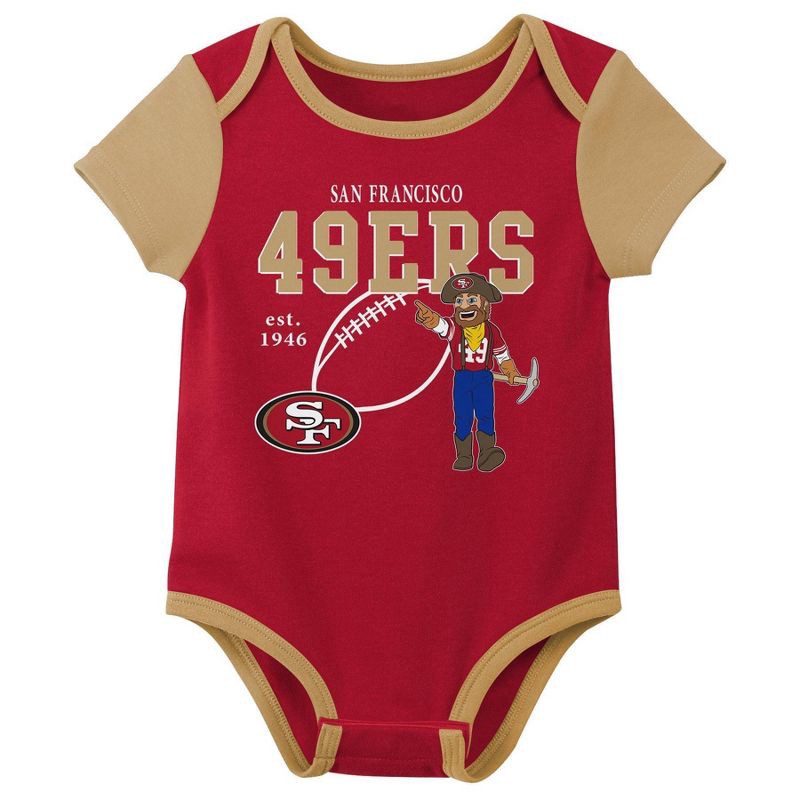 slide 4 of 4, NFL San Francisco 49ers Boys' White 3pk Bodysuit - 18M, 3 ct