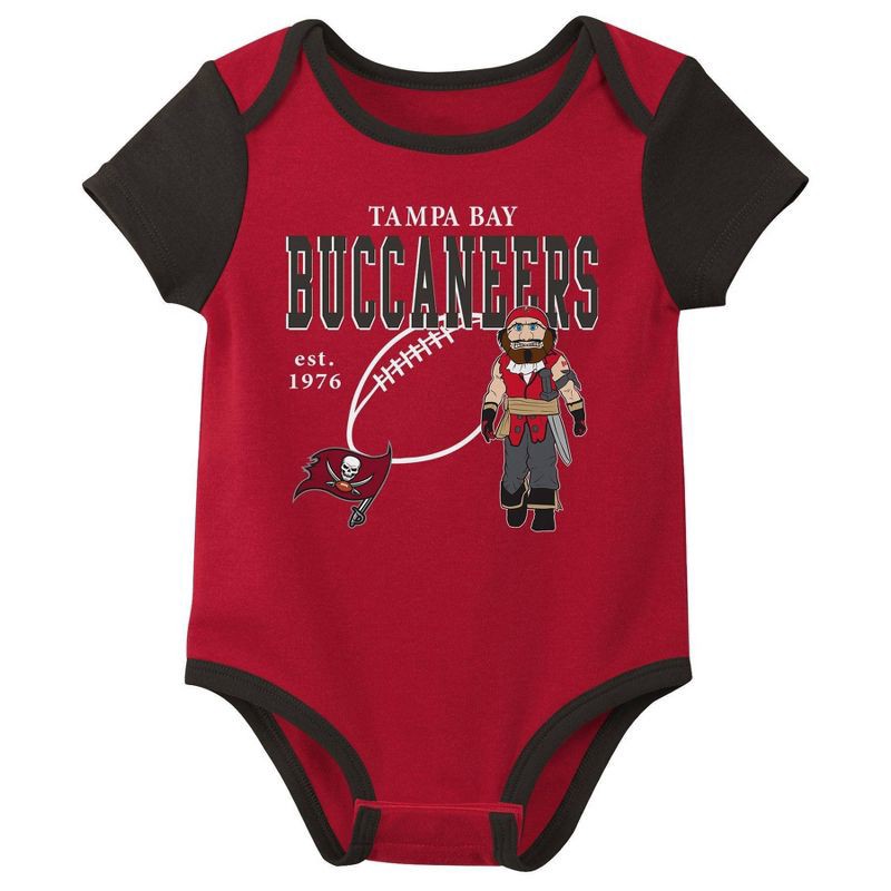 slide 4 of 4, NFL Tampa Bay Buccaneers Boys' White 3pk Bodysuit - 3-6M, 3 ct
