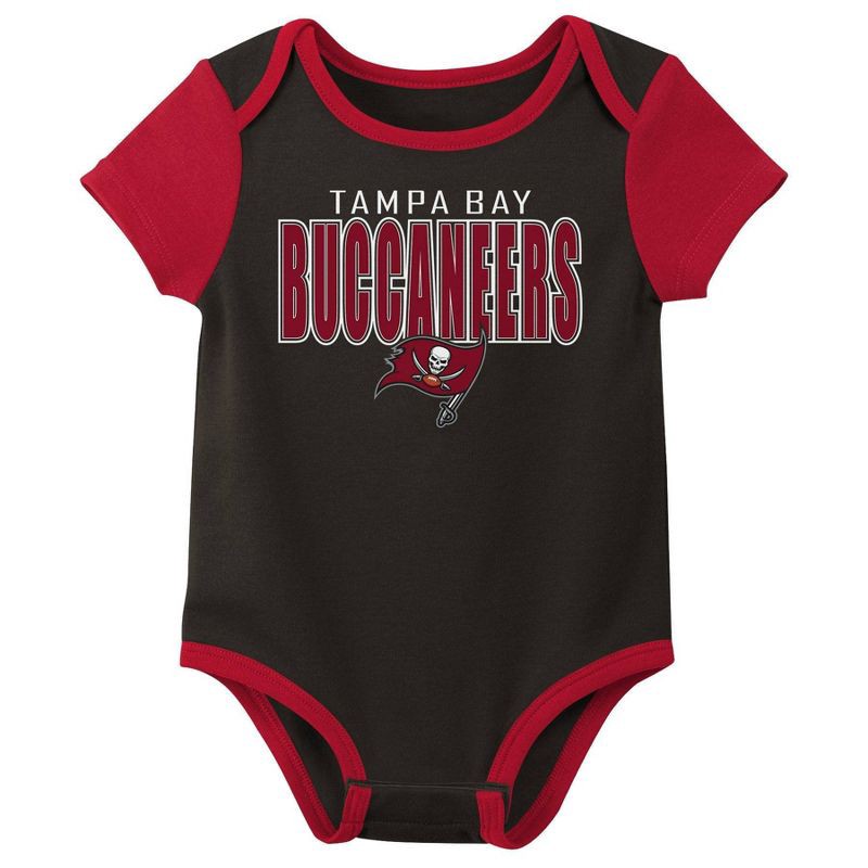 slide 4 of 4, NFL Tampa Bay Buccaneers Boys' White 3pk Bodysuit - 18M, 3 ct