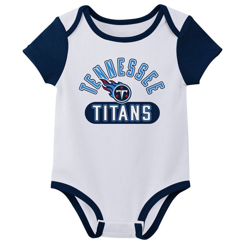 slide 3 of 4, NFL Tennessee Titans Boys' White 3pk Bodysuit - 0-3M, 3 ct