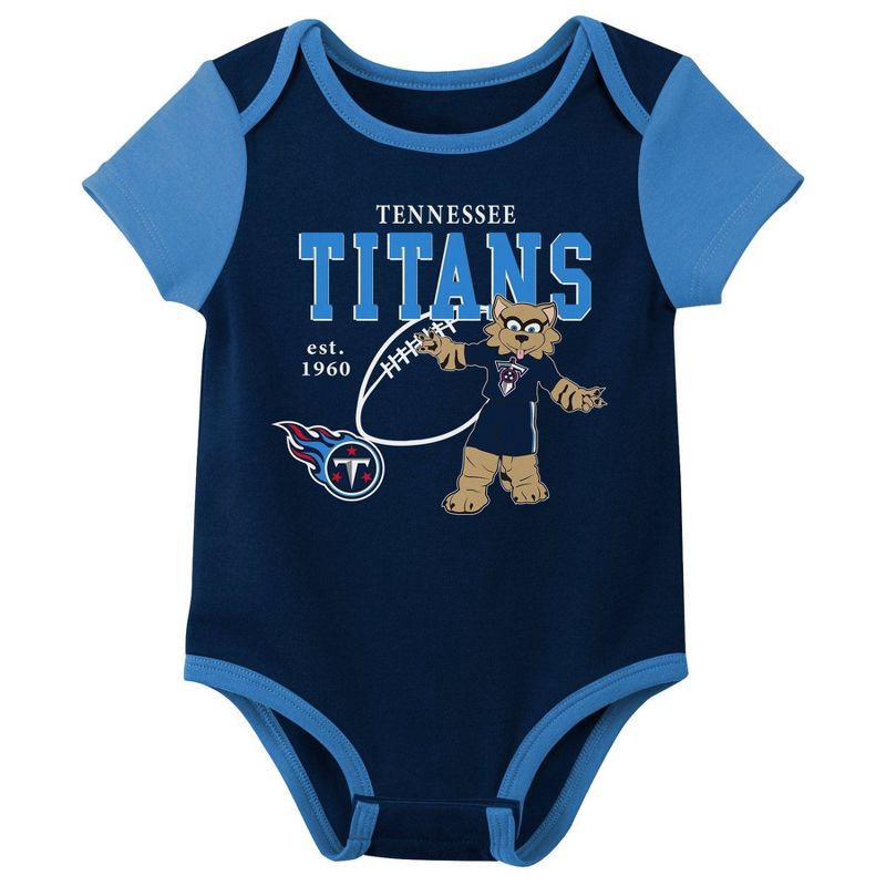 slide 4 of 4, NFL Tennessee Titans Boys' White 3pk Bodysuit - 0-3M, 3 ct