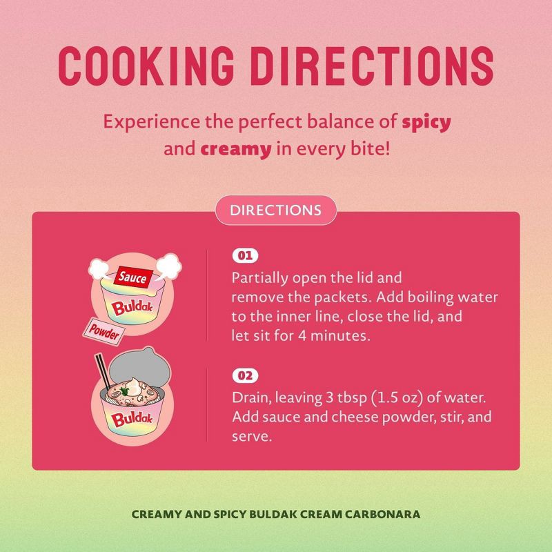 slide 5 of 6, Samyang Buldak Creamy Carbonara Ramen Big Bowl - 4.23oz, 4.23 oz