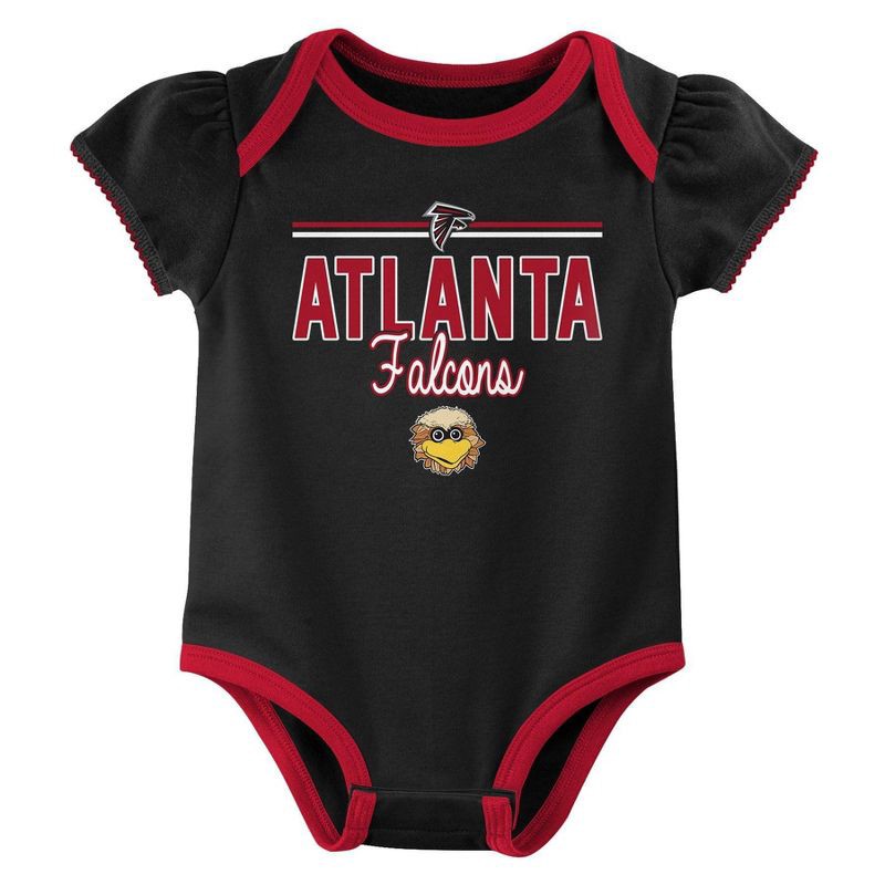 slide 3 of 4, NFL Atlanta Falcons Girls' White 3pk Bodysuit - 12M, 3 ct