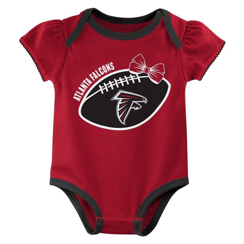slide 4 of 4, NFL Atlanta Falcons Girls' White 3pk Bodysuit - 12M, 3 ct
