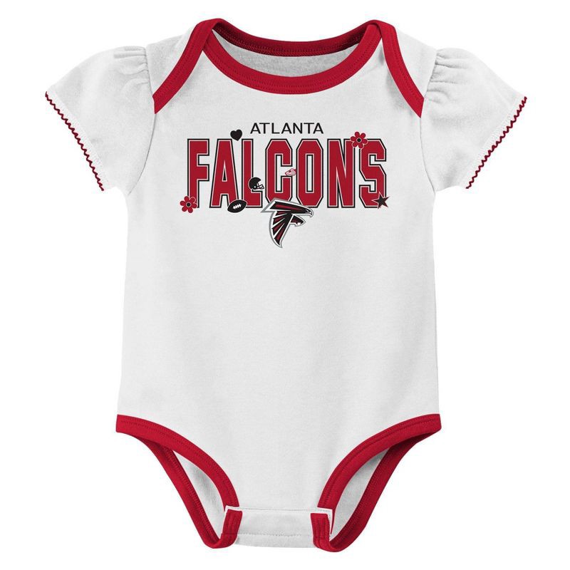 slide 2 of 4, NFL Atlanta Falcons Girls' White 3pk Bodysuit - 18M, 3 ct