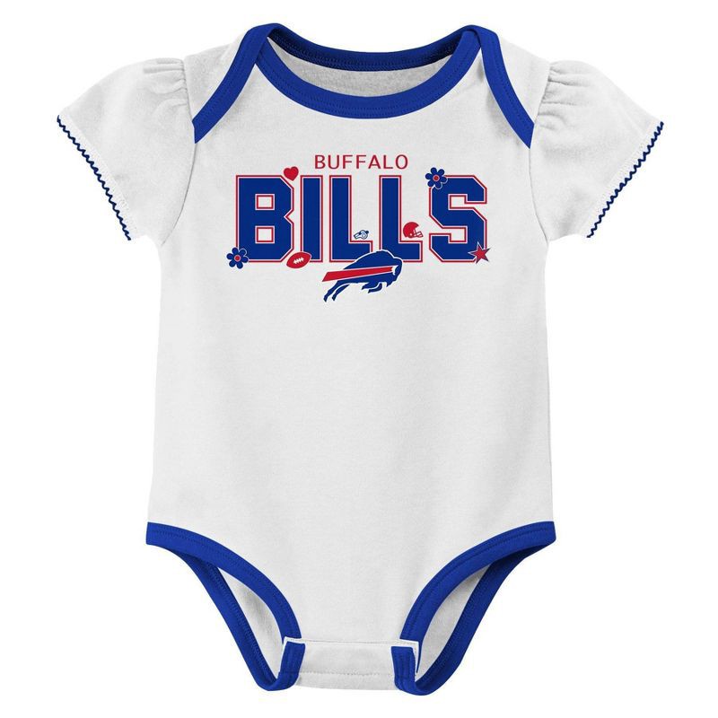 slide 2 of 4, NFL Buffalo Bills Girls' White 3pk Bodysuit - 0-3M, 3 ct