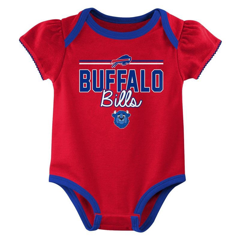 slide 3 of 4, NFL Buffalo Bills Girls' White 3pk Bodysuit - 3-6M, 3 ct