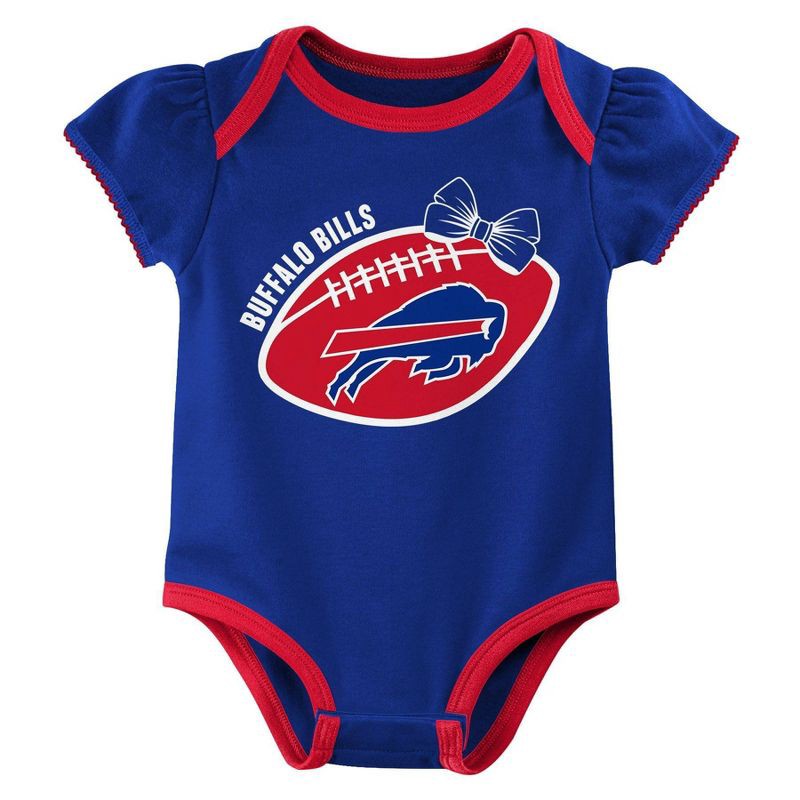 slide 4 of 4, NFL Buffalo Bills Girls' White 3pk Bodysuit - 3-6M, 3 ct