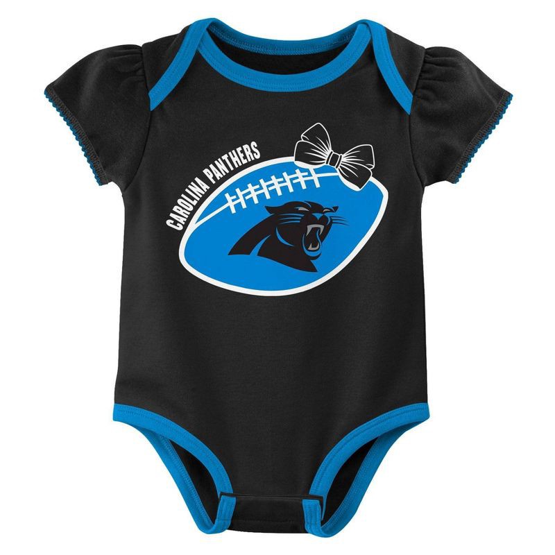 slide 4 of 4, NFL Carolina Panthers Girls' White 3pk Bodysuit - 0-3M, 3 ct
