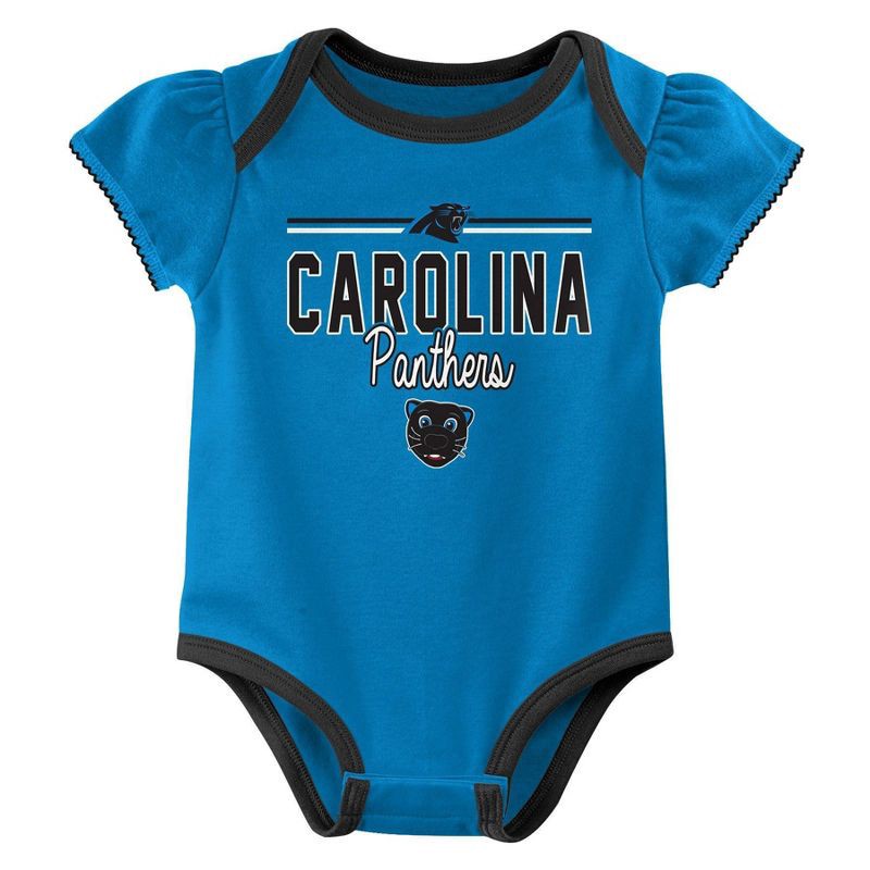 slide 3 of 4, NFL Carolina Panthers Girls' White 3pk Bodysuit - 6-9M, 3 ct