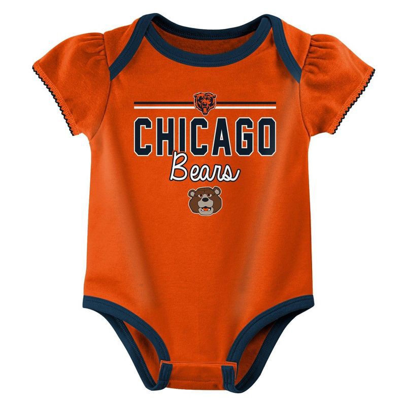 slide 3 of 4, NFL Chicago Bears Girls' White 3pk Bodysuit - 6-9M, 3 ct