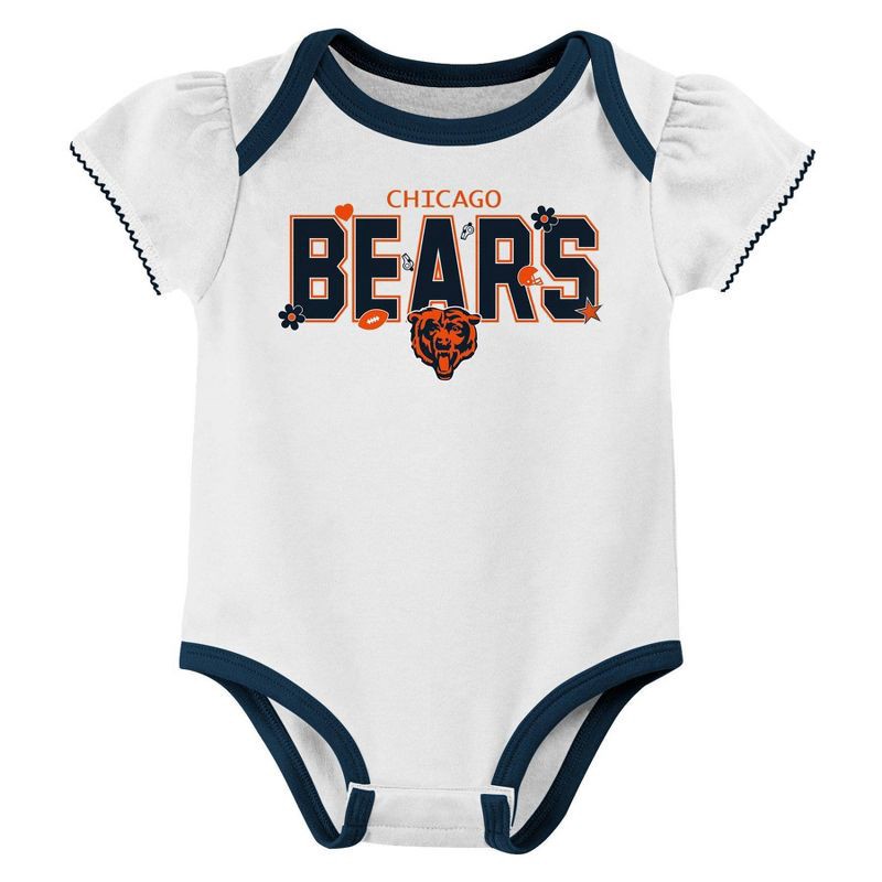 slide 4 of 4, NFL Chicago Bears Girls' White 3pk Bodysuit - 12M, 3 ct