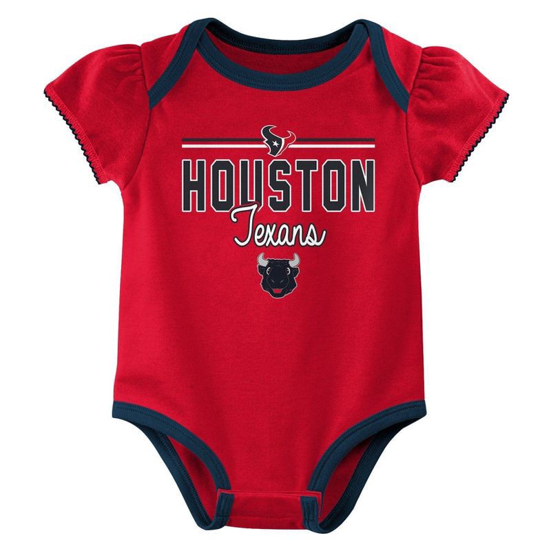 slide 3 of 4, NFL Houston Texans Girls' White 3pk Bodysuit - 3-6M, 3 ct