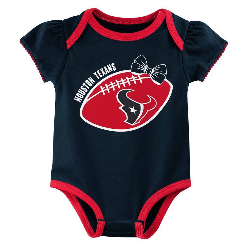 slide 4 of 4, NFL Houston Texans Girls' White 3pk Bodysuit - 18M, 3 ct