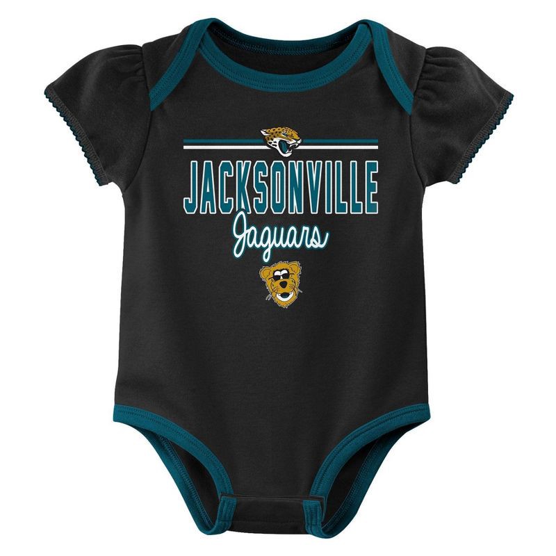 slide 3 of 4, NFL Jacksonville Jaguars Girls' White 3pk Bodysuit - 6-9M, 3 ct