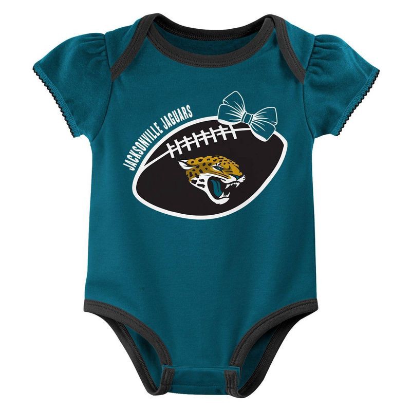 slide 4 of 4, NFL Jacksonville Jaguars Girls' White 3pk Bodysuit - 6-9M, 3 ct