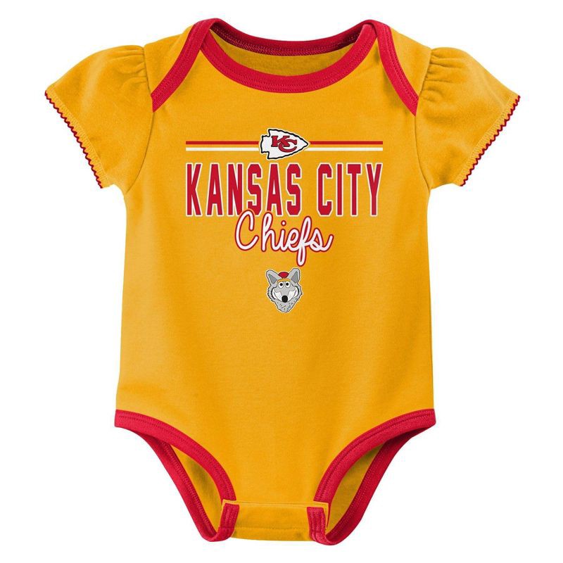 slide 3 of 4, NFL Kansas City Chiefs Girls' White 3pk Bodysuit - 12M, 3 ct