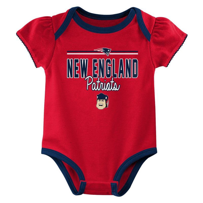 slide 3 of 4, NFL New England Patriots Girls' White 3pk Bodysuit - 18M, 3 ct