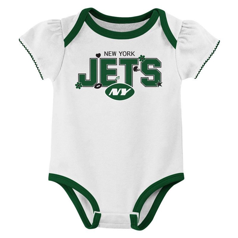 slide 2 of 4, NFL New York Jets Girls' White 3pk Bodysuit - 18M, 3 ct