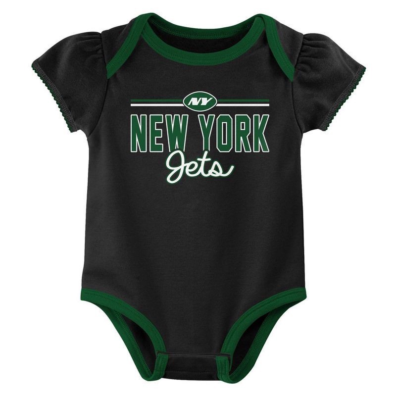 slide 3 of 4, NFL New York Jets Girls' White 3pk Bodysuit - 18M, 3 ct