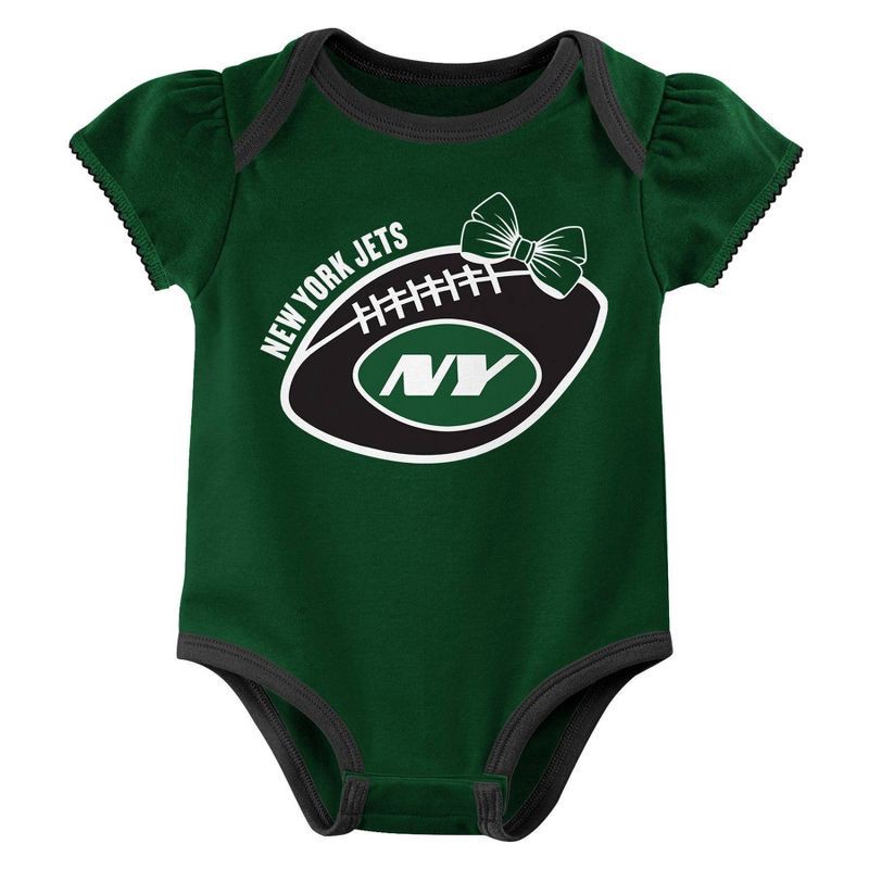slide 4 of 4, NFL New York Jets Girls' White 3pk Bodysuit - 18M, 3 ct