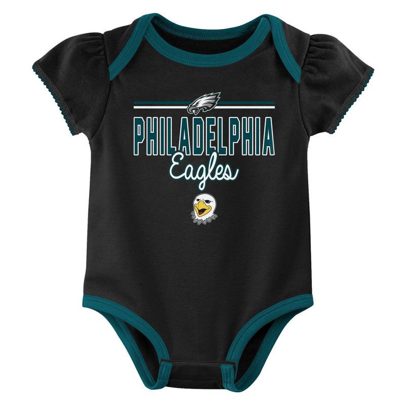 slide 3 of 4, NFL Philadelphia Eagles Girls' White 3pk Bodysuit - 18M, 3 ct